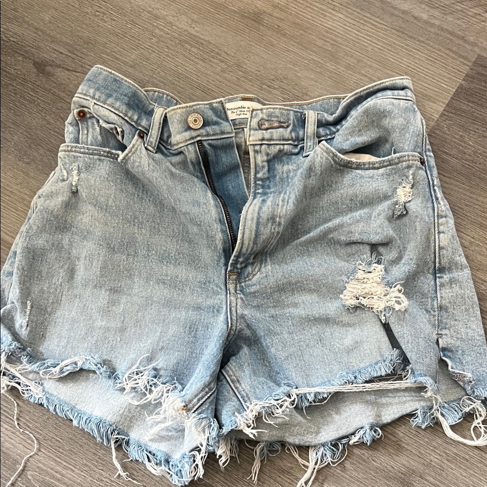 Abercrombie Distressed Light Blue curve love Denim Shorts